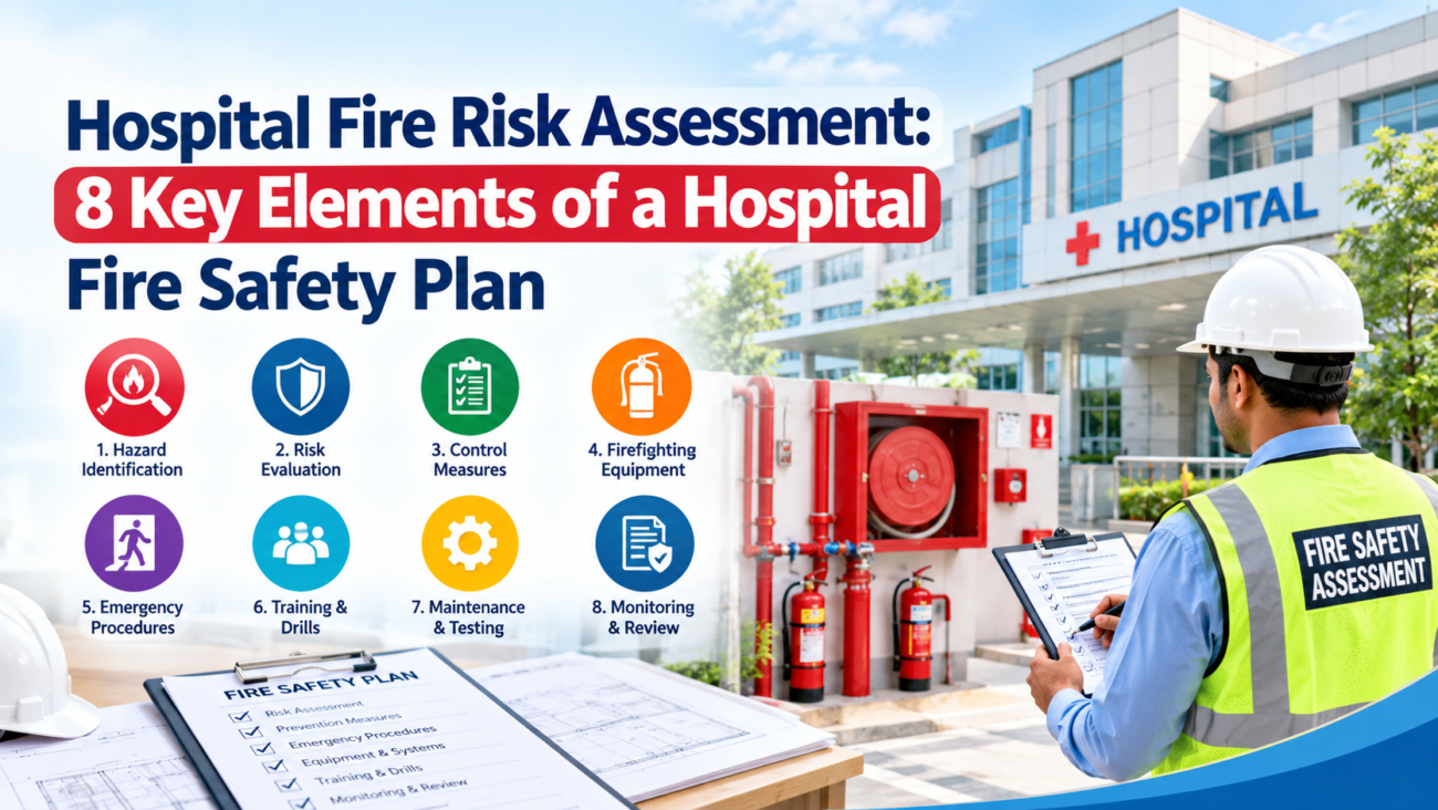 Hospital fire risk assessment showing eight key elements of a hospital fire safety plan