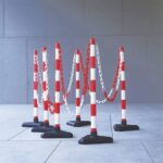 Securrise Solution safety barrier chain red and white PVC chain 15 meter with S hook for traffic cones