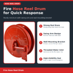 Securrise Solution red fire reel drum with 20mm 30 m hose and SS heavy duty shut off nozzle